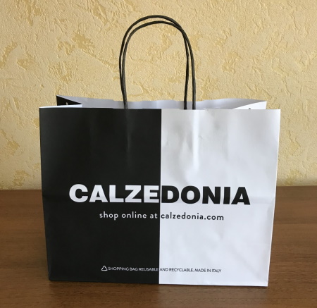 Белый крафт пакет «Calzedonia»  26*18 см, с кручёной ручкой